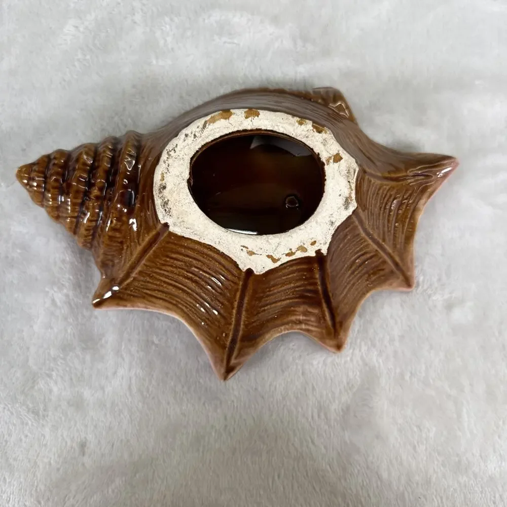Studio Pottery Sea Shell Candy Trinket Dish Brown & Pink Glazed Benefits Charity